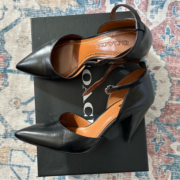 Coach Wynne Ankle-Strap Pumps Black Size 6 - Picture 1 of 8